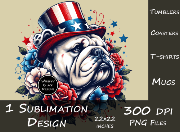 Americana Bulldog Graphic: Patriotic Design Asset