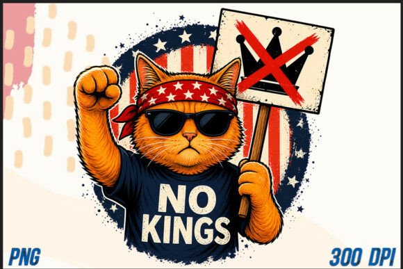 No Kings Cat PNG: Orange Cat Graphic for Creative Projects