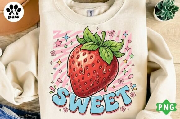 Sweet Strawberry PNG: High-Res Sublimation Design