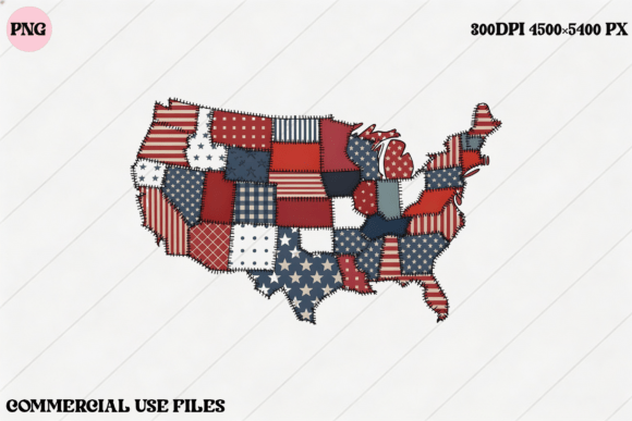 USA Patchwork Flag Map Graphic Design: Merging Patriotic Symbolism with Modern Craft
