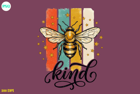 Vintage Bee Kind Retro Stripes Graphic Guide